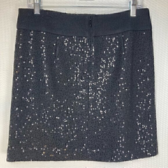 Loft Skirt Womens Size 6 Black Sequin Wool Blend Pockets Mini Date Night NWT - Picture 3 of 8